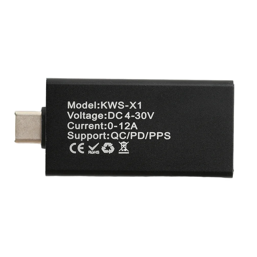 KWS-X1 Spannungs- und Stromerkennungsmessgerät DC 4–30 V 0–12 A HD IPS-Display Typ C Schnelllade-Triggermessgerät