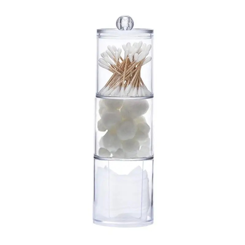 

Acrylic Storage Organizer Acrylic Bathroom Vanity Counter-top Canister With Storage Lid Apothecary Jars For Cotton Balls Swabs