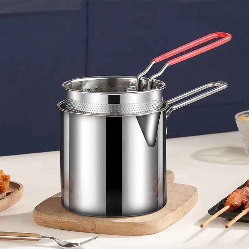 Pentola Friggitrice Mini In Acciaio Inox Con Cestello – Ideale Per Patatine, Pollo E Fritture Croccanti A Casa
