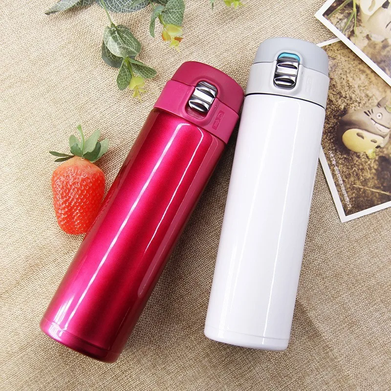Stainless Steel Bouncing Cover Vacuum Flask Thermos Water Bottle