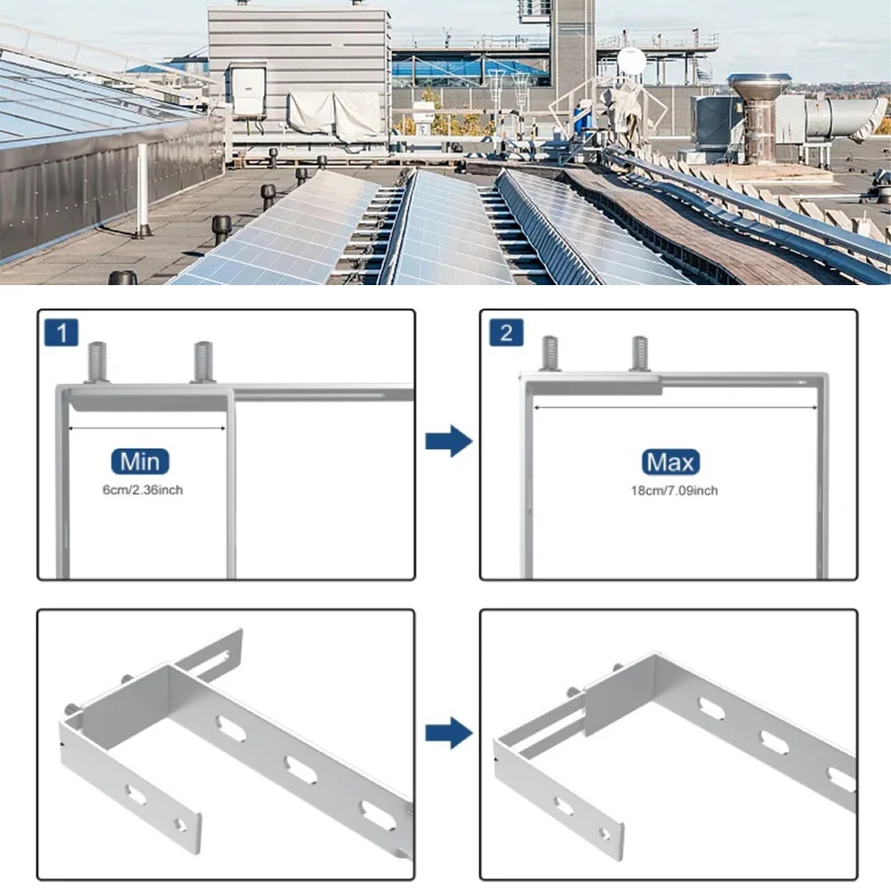 Kit Di Montaggio Per Pannelli Solari Da Balcone O Tetto Piano - Supporto Regolabile Per 2 Moduli | Fissaggio Sicuro - Foto 11