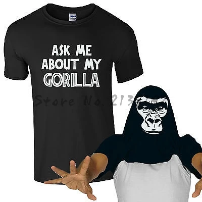Ask Me Informazioni Sul Mio Gorilla T-Shirt Divertente Retrò Jungle Monkey Kids Men Cool Flip T-Shirt Da Uomo