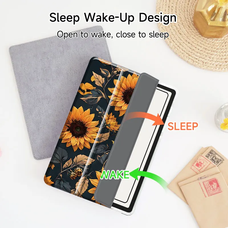 Premium Leather Folding Tablet Sleeve with Soft Silicone Stand and Cover