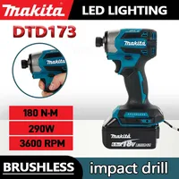 Makita 18V LXT Cordless Impact Driver DTD173 Brushless Electric Drill Screwdriver Wood/Bolt T1/T2-Mode Twin LED Light 180 N·m 1