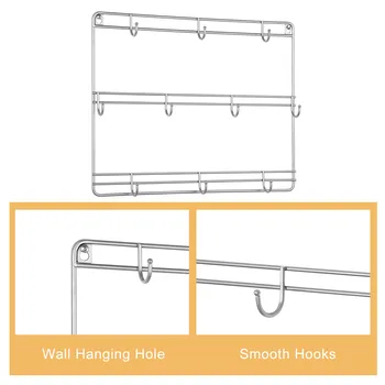 2PCS Metal Wall Mounted Coffee Mug Storage Rack with 10 Hooks,Cup Display Organizer for Kitchen 5