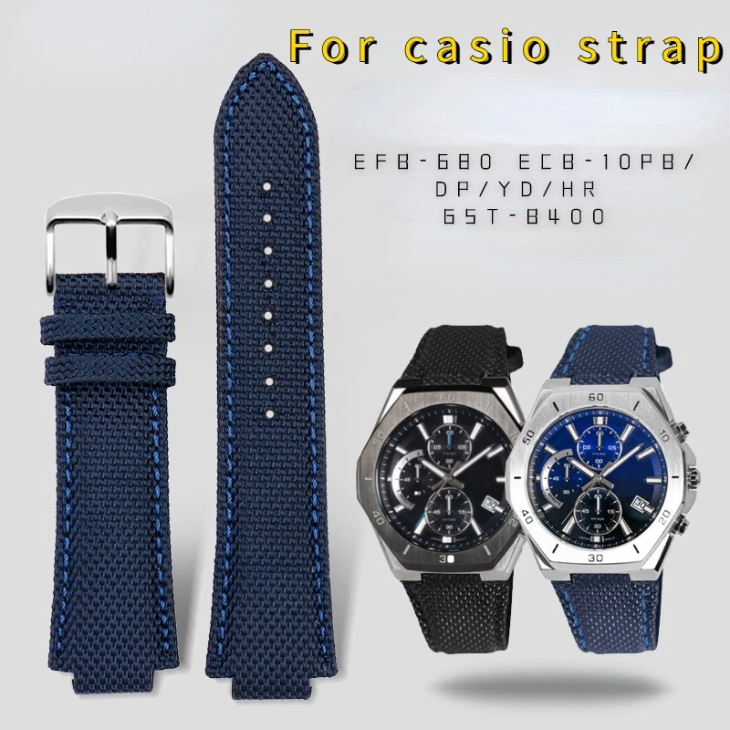 

Ремешок для часов из натуральной кожи и нейлона для Casio G-SHOCK Heart of Steel мужской ремень EFB-680/DP/YD/HR ECB-10PB EDIFIC 24x14 мм