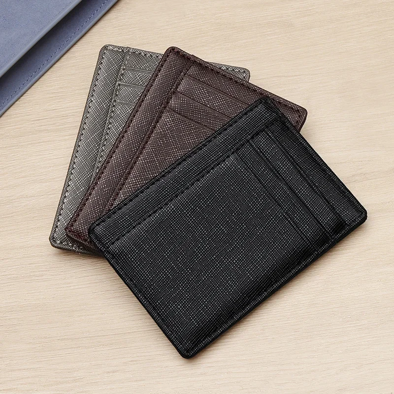 

Fashion Men Genuine Leather Credit Card Holder Business Mini Wallets Coin Purse Short Card Cover Ultra-thin Small Card Case
