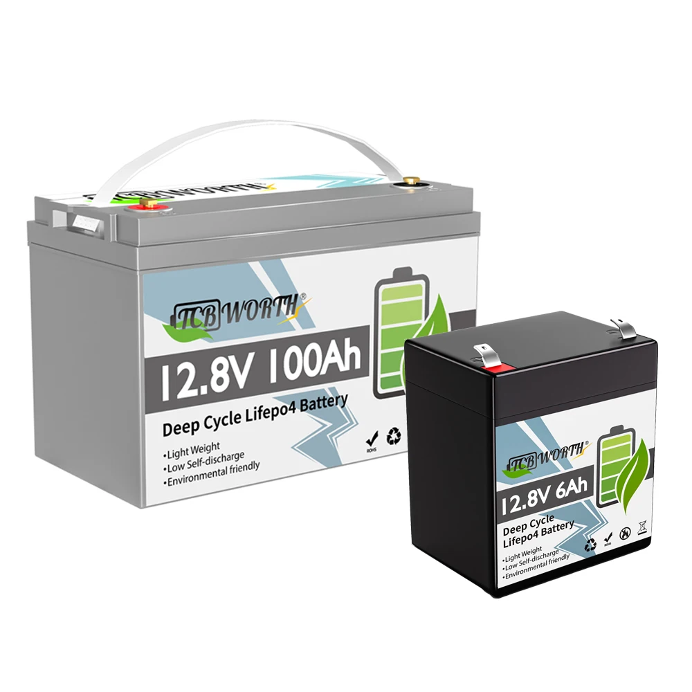 Marine Battery 12V 100Ah 6AH LiFePO4 Battery Lithium With BMS 1280Wh 6000+ Deep Cycle For Boat Kayak Trolling Motor RV
