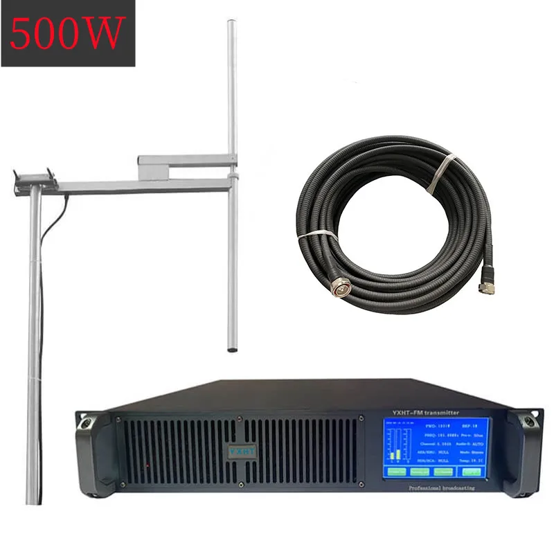 

1/2 Feeder Cable 30M Antenna Touch Screen 500 Watt 500W Fm Transmitter Kit For Radio Station