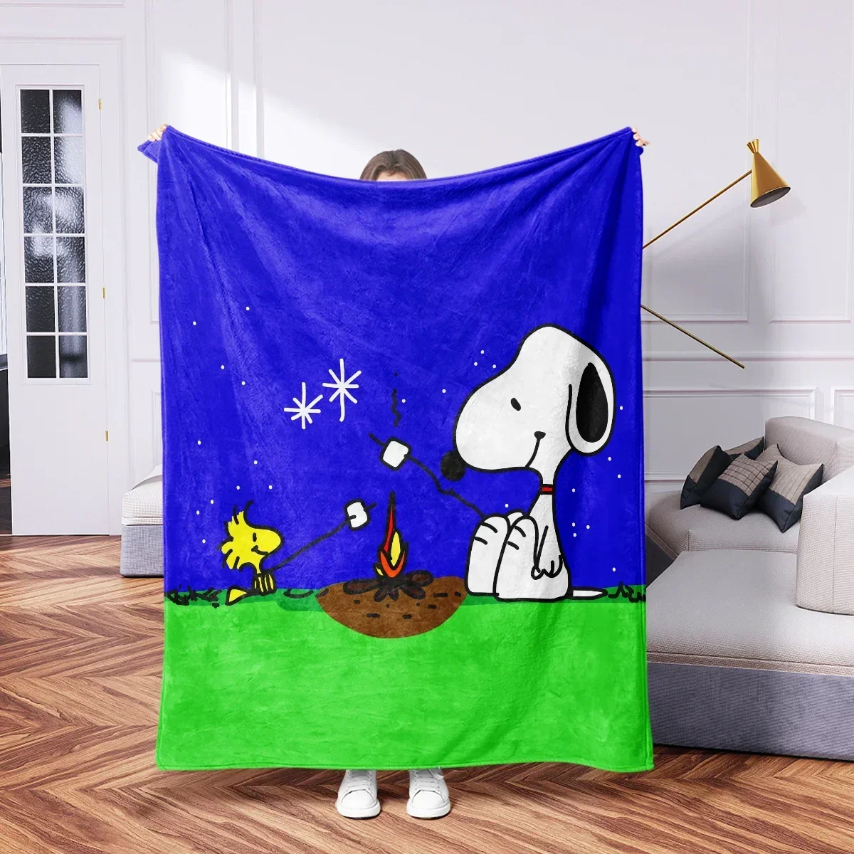 thumbnail image 1 of Nuevas mantas cálidas de franela de Snoopy para otoño e invierno, colcha con estampados de Charlie Brown para sofás, camas, sillas, adultos y niños, capa escolar para interiores, 1 of 5