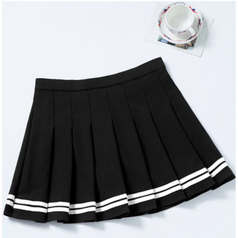 Pleated Skirt for Female Students Short Skirt 2025 Summer Autumn Winter New Elastic Waist Pull Striped Literary Big Hem