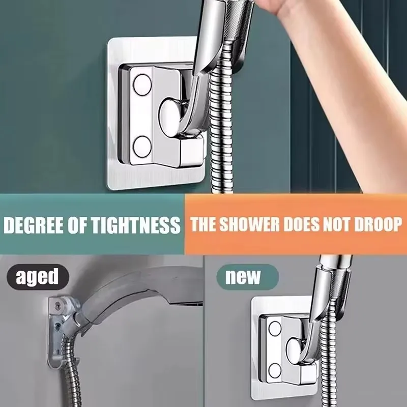 1pc Shower Head Holder Multi Angle Adjustable Self Adhesive Wall Mount Stand Bathroom Universal Shower Base