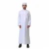 Men's Saudi Arabic Stand Collar Long Sleeve Robe Ramadan Muslim Robe Middle East Islamic Clothing