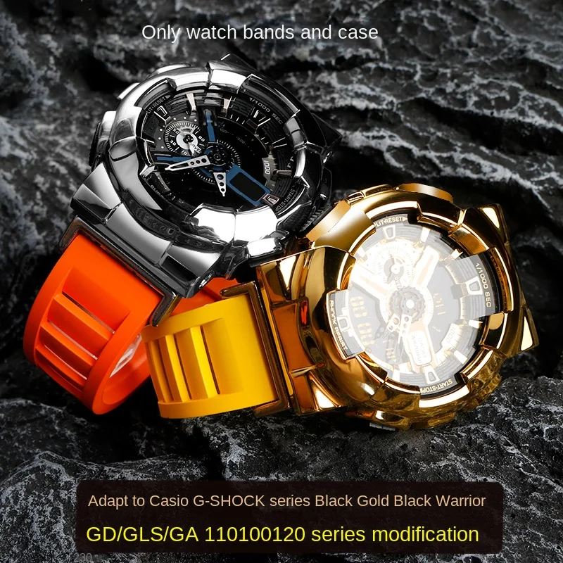 

Suitable for G-SHOCK Casio black gold GA-110GB/100/120 modified stainless steel metal case+waterproof rubber watch strap