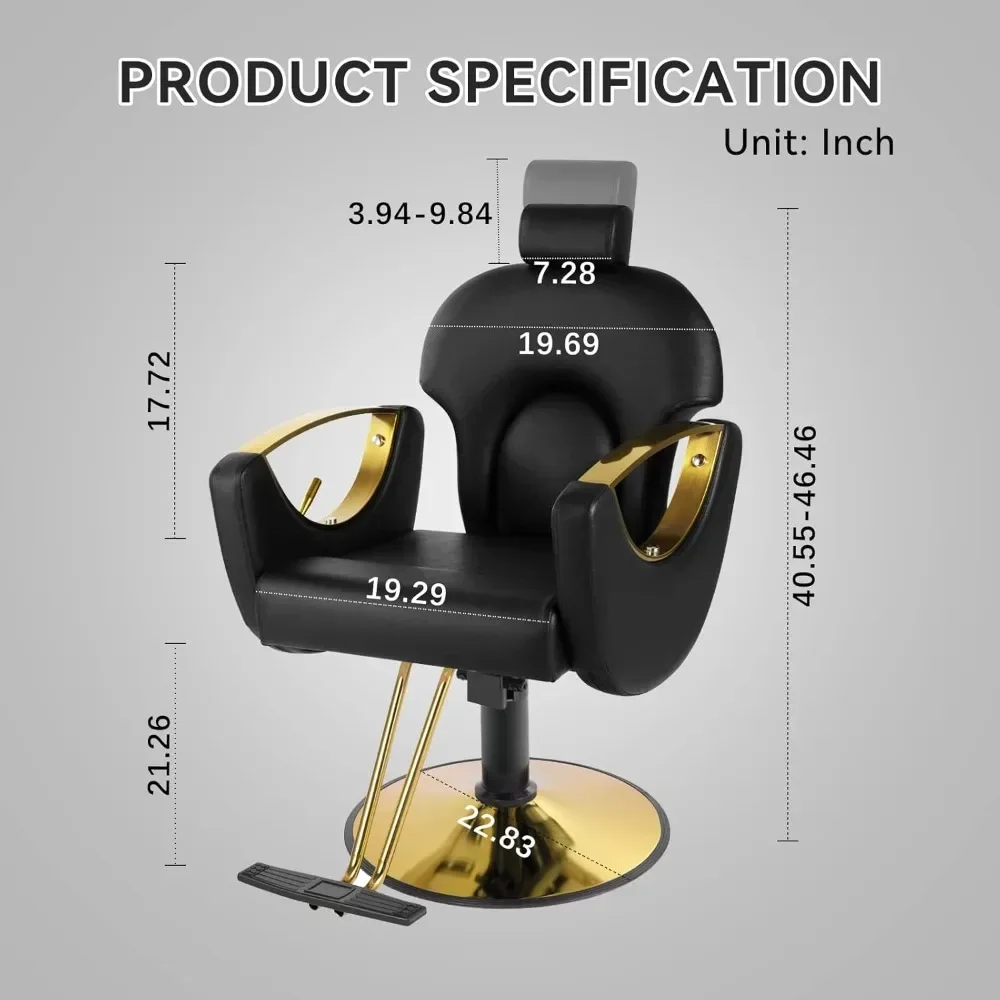 Description Picture 3 of itemSalon Chair for Hair Nail Barber Chair Hair Stylist,Height Adjustable Hair Chair with Professional Hydraulic (Black)