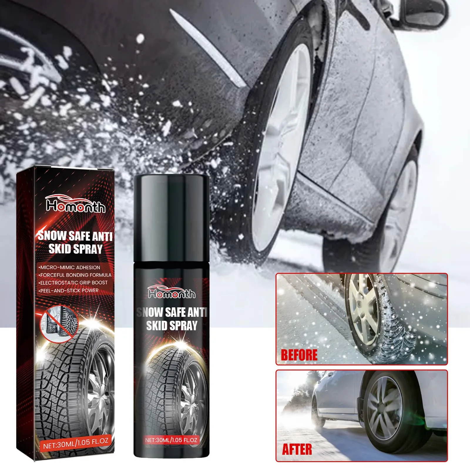 Homonth Car Tire Anti-Slip Spray Winter Snowy Road Car Tire Protection and Maintenance Anti-Slip Agent