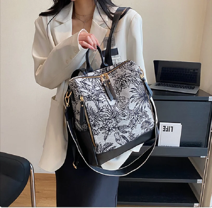New Women Luxury Designer Large Capacity Backpack Double Zipper Shoulder Bags Ladies Casual Handbag School Bag Travel Backpacks