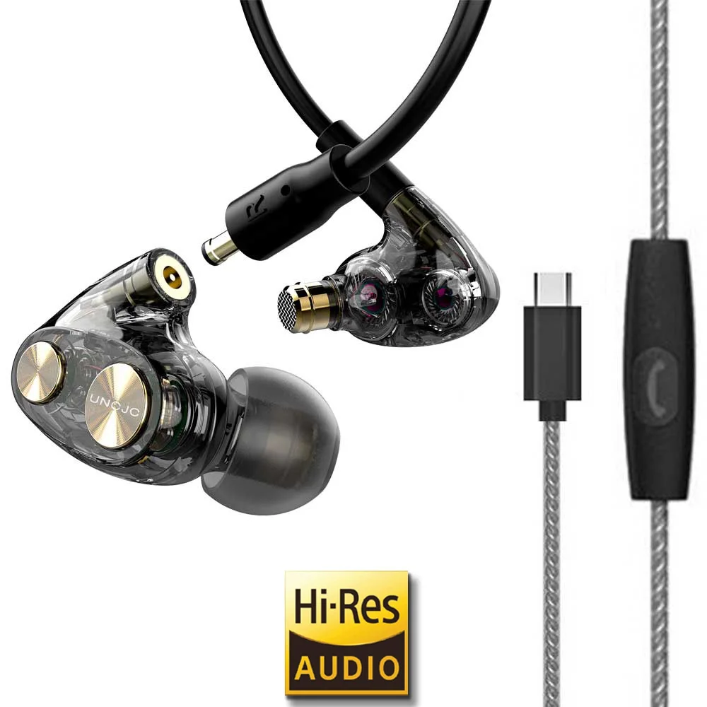 High Resolution Studio Earphone USB C Earbuds with Mic Audiophile Hybrid Tecnology Hi Res Detachable Cable Type C Connector HIFI AliExpress