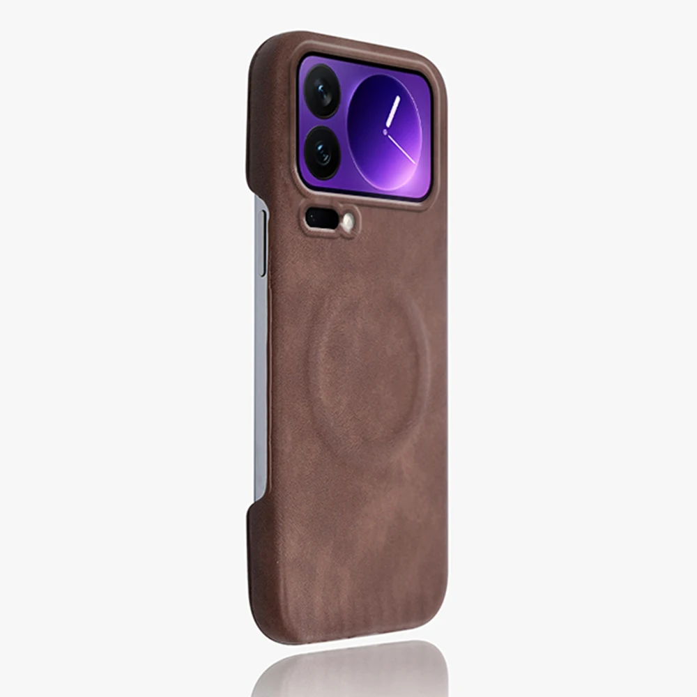 Retro Sheepskin Leather Magnetic Shockproof Matte Case with Magsafe Compatibility