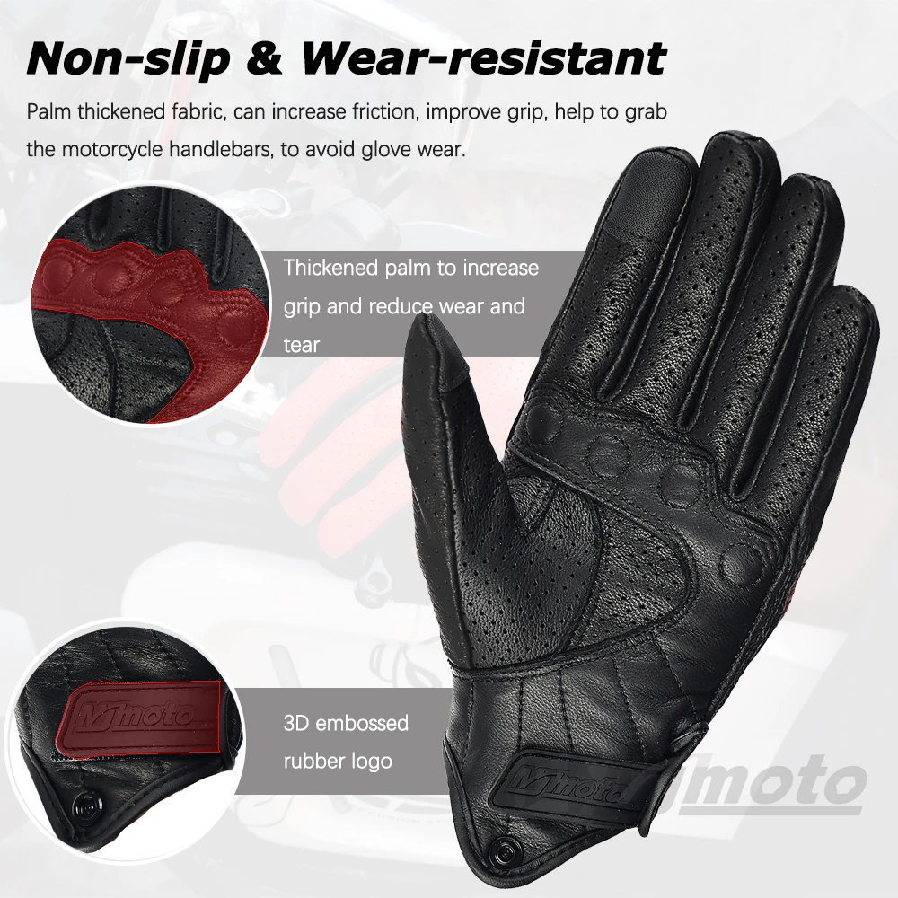 Retro Leather Motorcycle Gloves Comfortable Wear-Resistant Motocross Gloves Full Finger Protection Moto