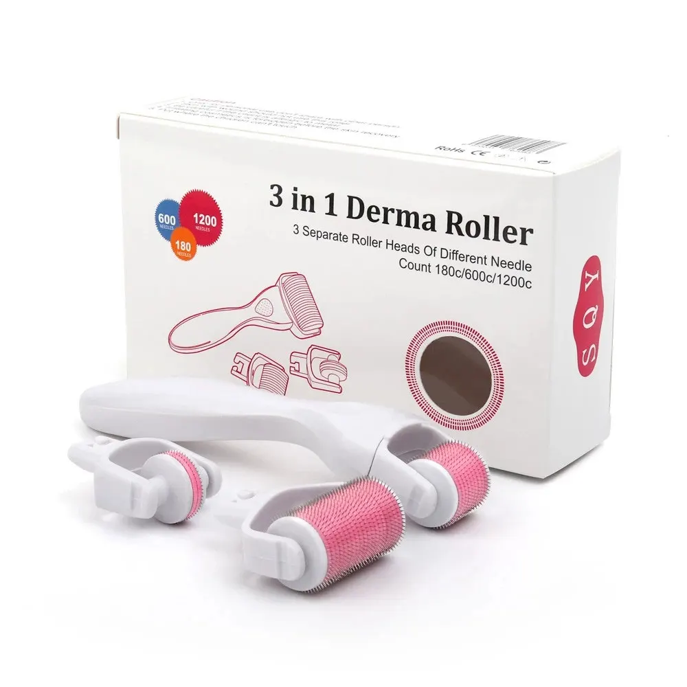 3 In 1 0.25mm Derma Roller Micro Needle Dermaroller Hair Regrowth Beard Growth Anti Hair Loss Wrinkle Removal Facial Microroller