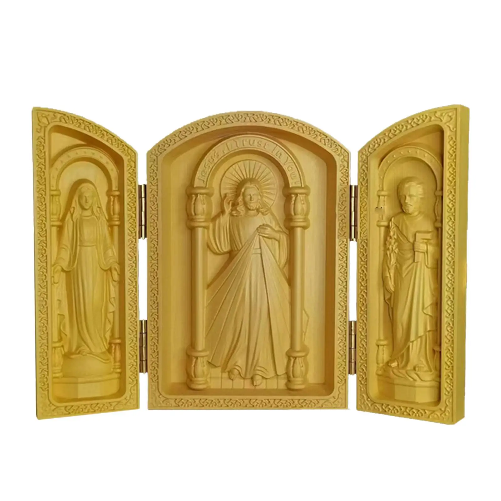 Holy Figurine Wood Carving Ornament Catholic Religious Collection Statues Decorative for Shelf Office Chapel Decoration Table