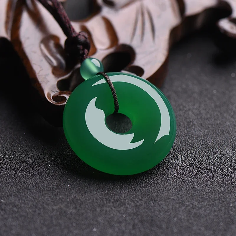 Natural Multicolor Jade Doughnut Pendant Agate Necklace Fashion Accessories Charm Jewellery Carved Amulet Gifts Women Men pendant necklace jasper pendant
