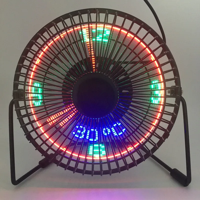 Small Mute Usb Fans DC 5V Real Clock Temperature Date Adjustable 6INCH Iron Art Desk Car Mini USB Gadgets Fan With Led Light