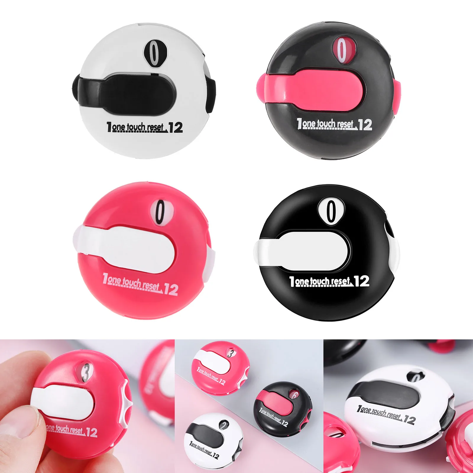 

1 Pc Golf Stroke Counter Diameter 3cm PP White/Black/Pink/White&Black Mini Size One Touch Reset with Clip Outdoor Sports Supply