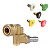 1/4" Quick Connect Rotary Coupler Adjustable Adapter with 5 Spray Nozzles Copper Connection for High Pressure Car Washer 1