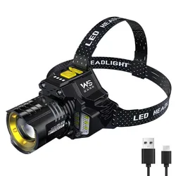Rechargeable Waterproof High - Lumen LED Headlamp with Telescopic Zoom (1pc)