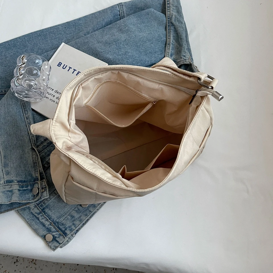 New Canvas Shoulder Bag High Quality Fashion Women's Business Travel Student Korean Edition Simple Commuting Zipper Underarm Bag