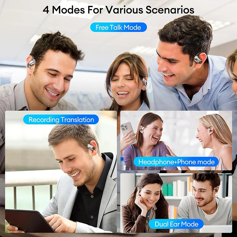 PAXA OpenAirUltra AI Translation Real Time 3-in-1 Translator Earbuds 145 Languages & Accents Bluetooth 5.4 Translating_voghion.com