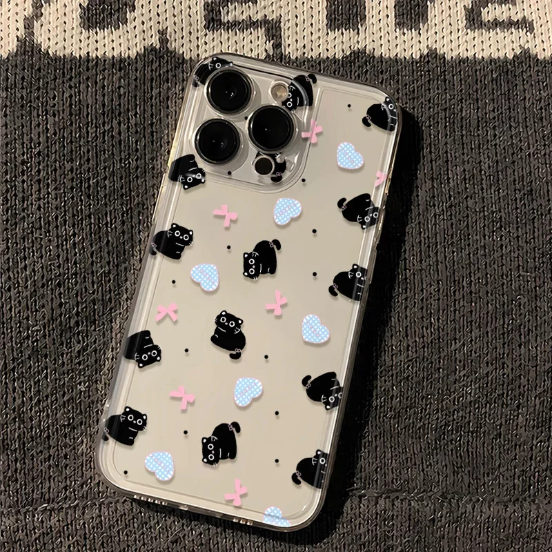Love Heart Black Cat Phone Case