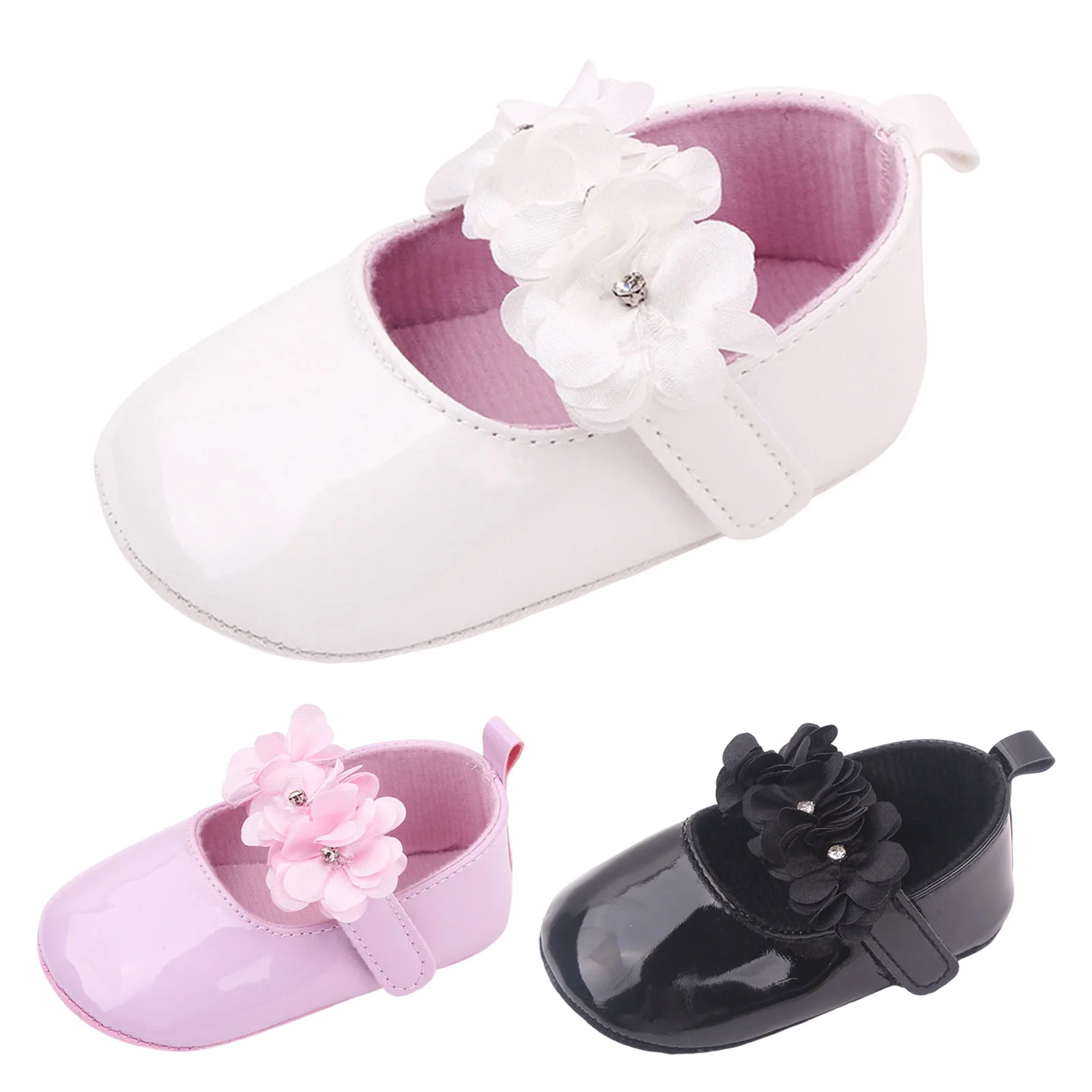 

Solid Color Princess Shoes For Baby Girls Summer Infant Silk Flower Flat Bottom Toddler Shoes First Walkers Wedding Party Shoes