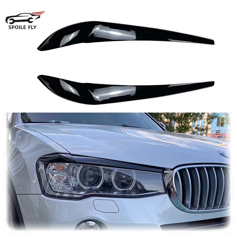 

2014 To 2017 For BMW X3 F25 X4 F26 Front Headlights Eyebrows Eyelids Cover Eyelash Head Light Lamp Car Stickers Glossy Black