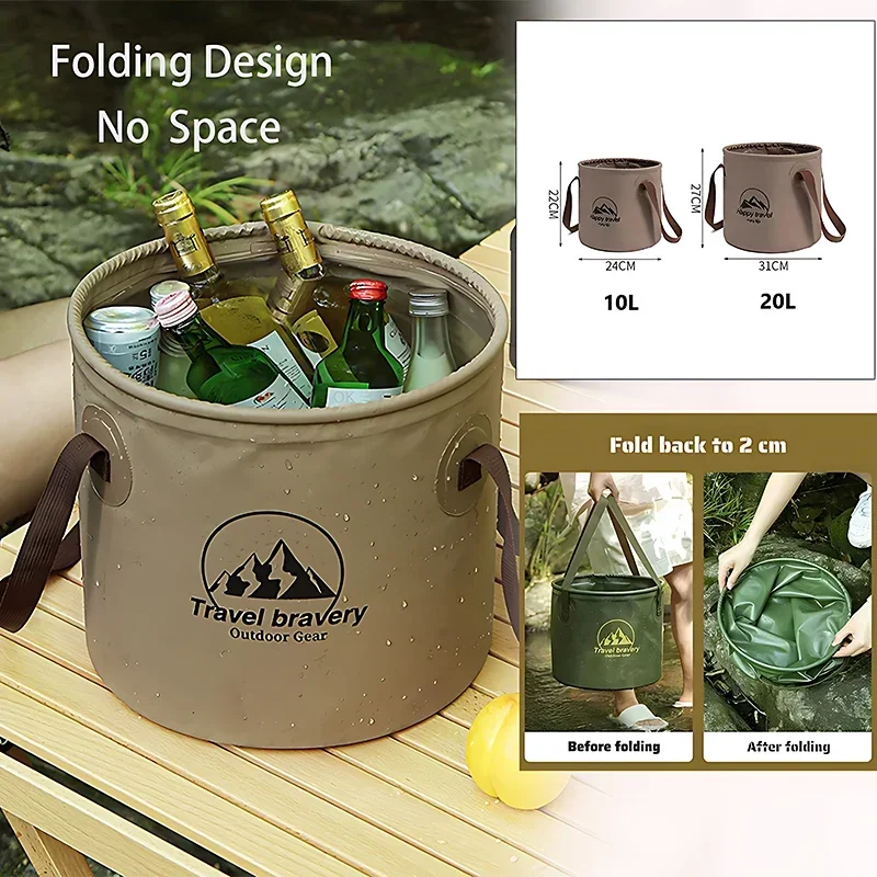 5L/10L/20L Outdoor Large-capacity Bucket Collapsible Portable Multifunctional Bucket Outdoor Barbecue Camping Non-leakage Folding Bucket Water Bucket