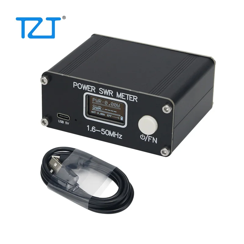 TZT 1.6-50MHz PWR SWR Meter POWER SWR METER 0.5-150W Power Watt Meter Built-in Battery OLED Display
