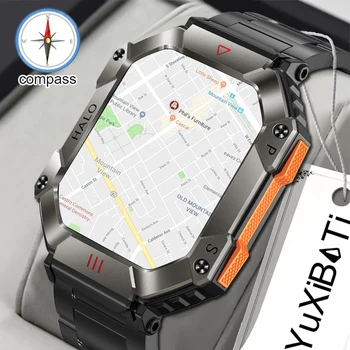 남녀공용 밀리터리 야외 스마트 워치 나침반, GPS 추적 날씨 AI 음성 120 + 스포츠 모드, 620mAh 스마트워치, 2024 신제품
