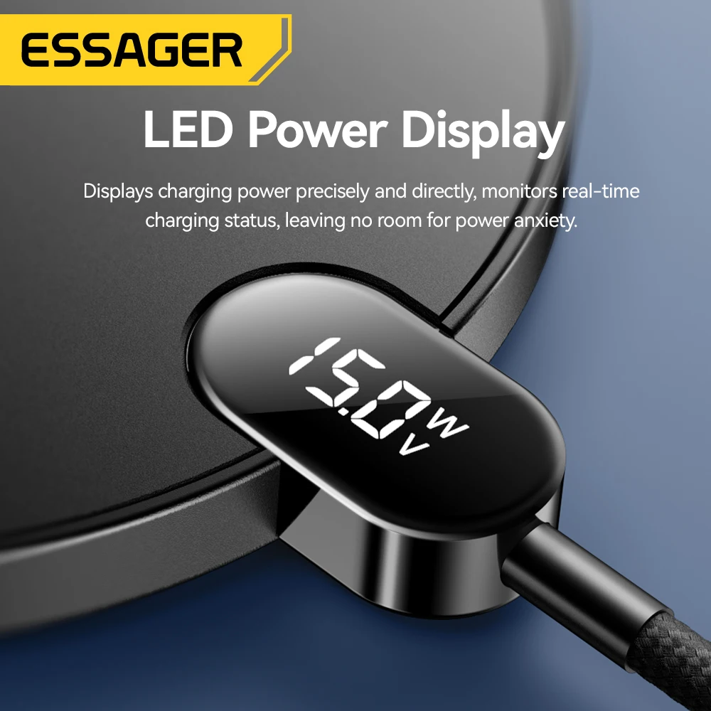 Essager 15W Wireless Charger LED Digital Display Fast Wireless Charging Pad For iPhone 16 15 14 Pro Max Samsung 23 Xiaomi Huawei