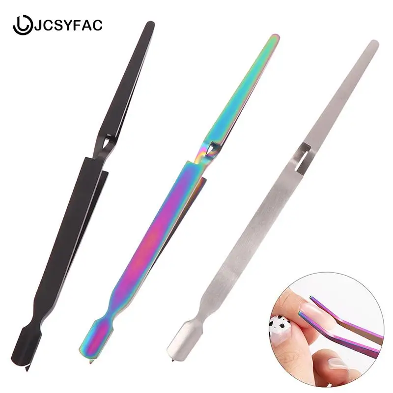 

1Pcs Rainbow Stainless Steel Nail Shaping Tweezers For UV Gel Tips C Curve Pinchers Sculpture Clip Nail Art Tools 3 Colors