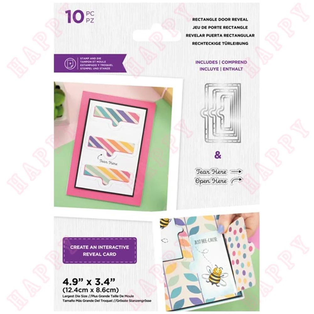 

Metal Cutting Dies And Stamps Rectangle Door Reveal Scrapbook Diary Decoration Paper Embossing Template DIY Greet Card Handmade