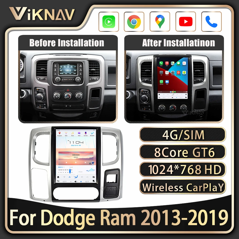 

12.1inch Touch Screen Car Radio for Dodge Ram 2013 2014 2015 2016 2017 2018 2019 Android 11 Multimedia Player Head unit