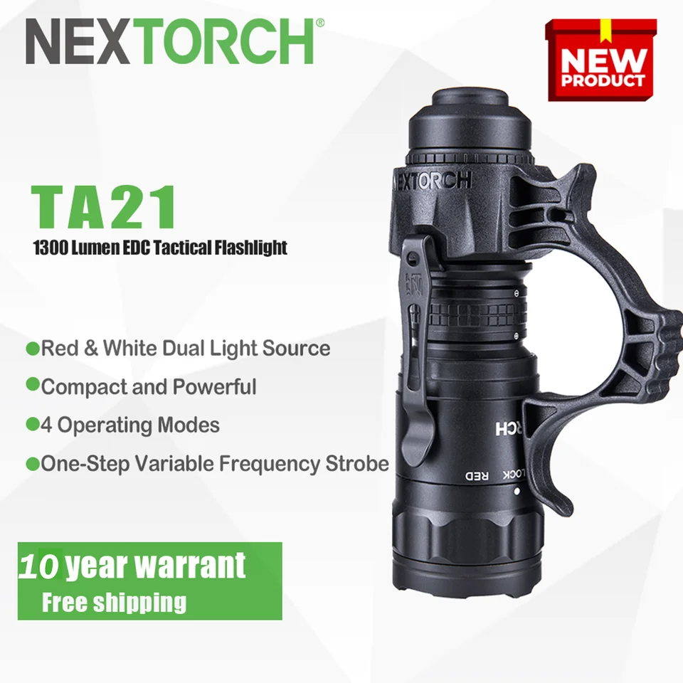 NEXTORCH TA21新型　ネクストーチ　TA21 1300Lumen NEXTORCH TA21 1300 Lumen EDC Tactical Flashlight Red and