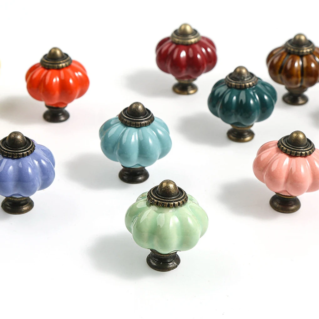 Furniture Knobs Antique Cabinet Knobs Pumpkin Kitchen Cabinets Pulls Retro Ceramic Handles