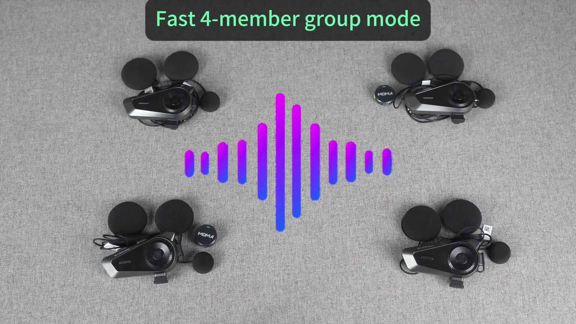 MAXRUNON Helmet Bluetooth Headset With Smart Voice Control, 4 Riders Motorcycle Intercom, Bluetooth 5.4 With Audio Multitasking/Universal Pairing /Radio/IPX7 Waterproof For Snowmobile/ATV, Single Pack