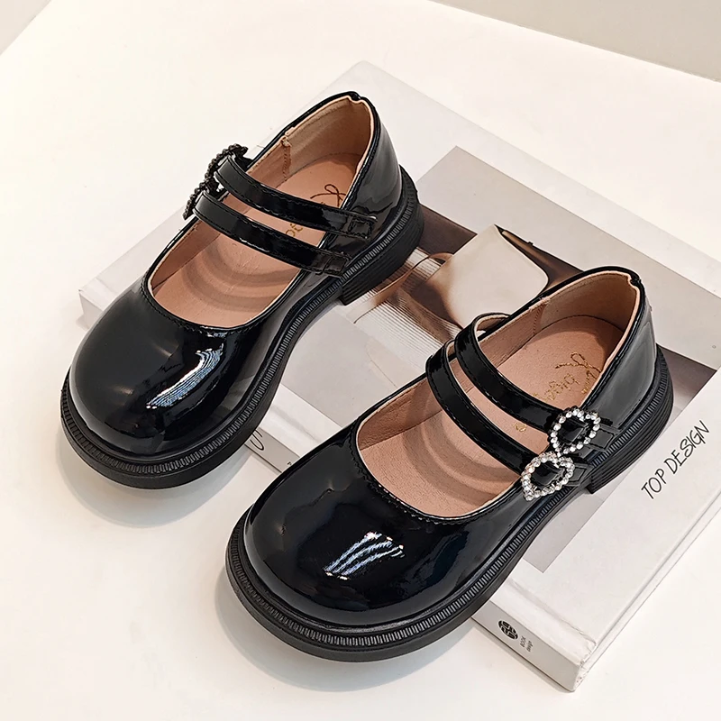 Girls Mary Jane Shoes Children's Double Heart Buckle Princess Shoes Lolita Style Kids Leather Shoes for Party Wedding Size 21-36