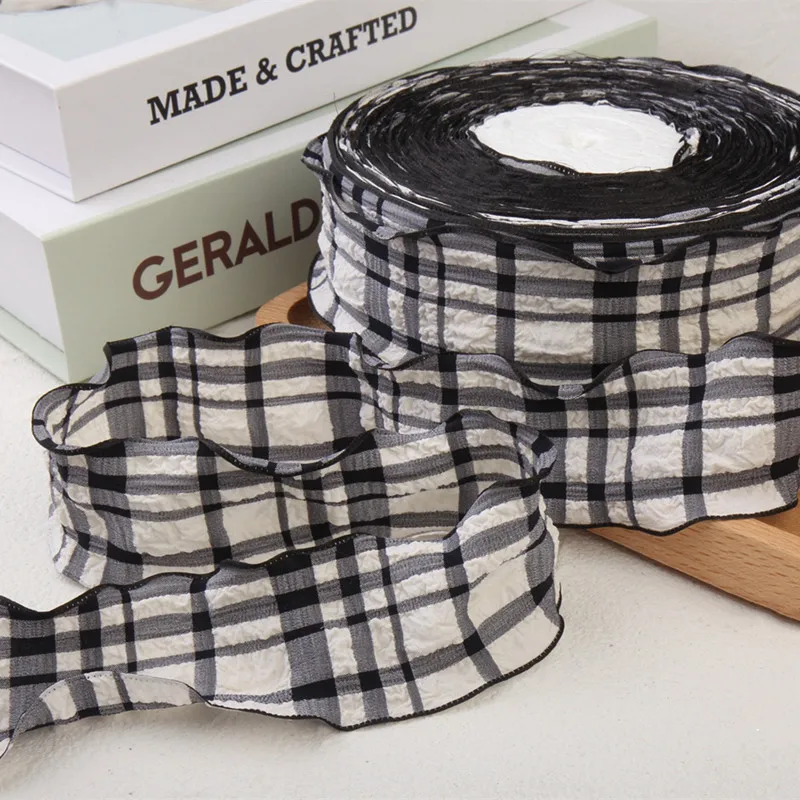 Plaid Wavy Edge Lace Cotton Ribbon