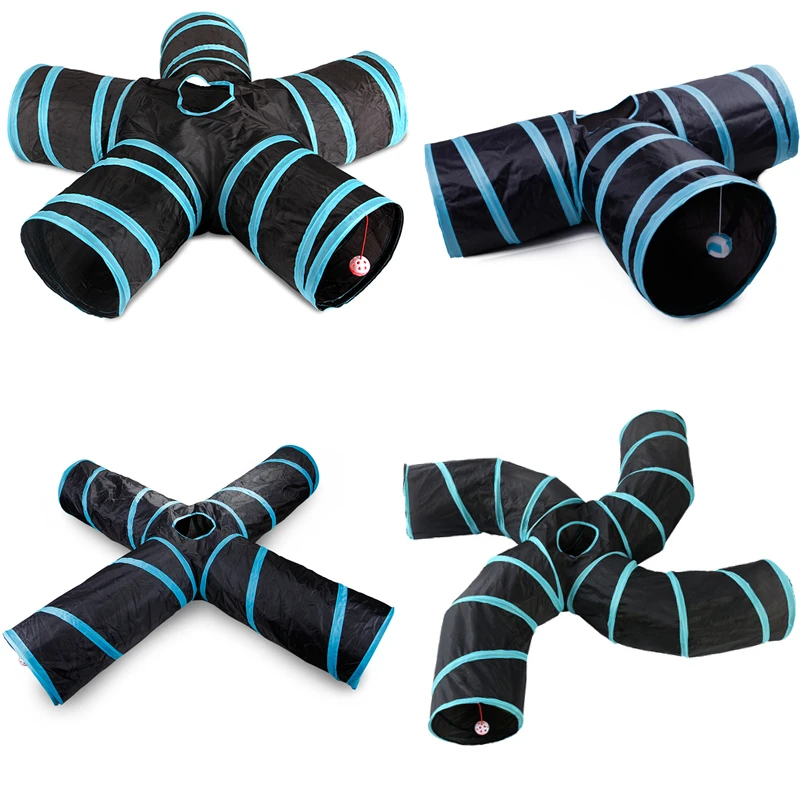 Indoor 2/3/4 Tubo A Tunnel Per Gatti Pieghevole A 5 Vie Kitty Tunnel Gatto Annodato Giocattoli Per Animali Domestici Peek Hole Toy Cat Puppy Kitty Kit