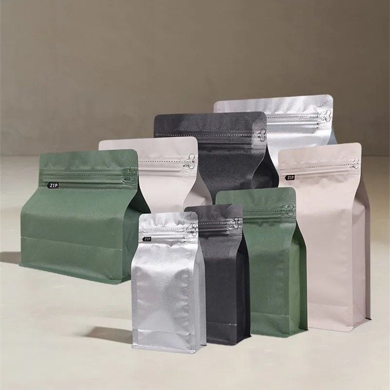StoBag 20pcs 커피 콩 포장 가방 지퍼 알루미늄 호일 열 씰링 파우더 식품 너트 보관 스탠드 재사용 가능한 주머니